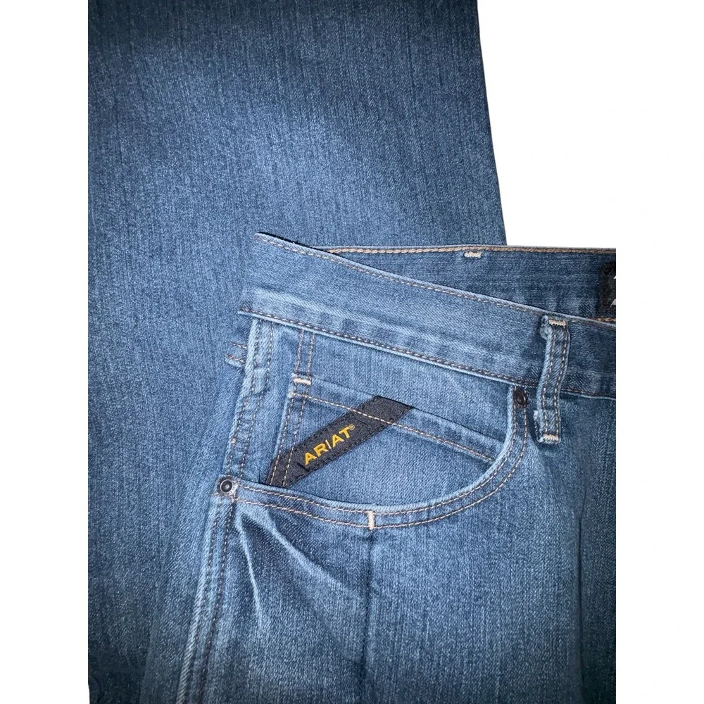 Ariat Men's Rebar M4 Relaxed Boot Cut Jeans Size 36x36 Blue Denim Workwear